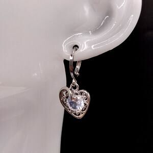 925 Sterling Silver Earrings Vine Heart CZ Diamond Bohemian Woman's Gift - NEW!